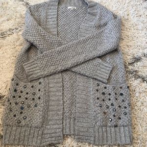 Gray Cardigan with beaded design